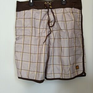 Mossimo Supply Co. Brown Plaid Board Shorts